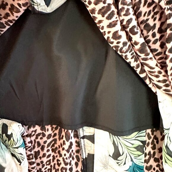 Sen Maxi Dress Leopard Floral Paneled Spaghetti Colorful Lined Chiffon - Picture 10 of 16